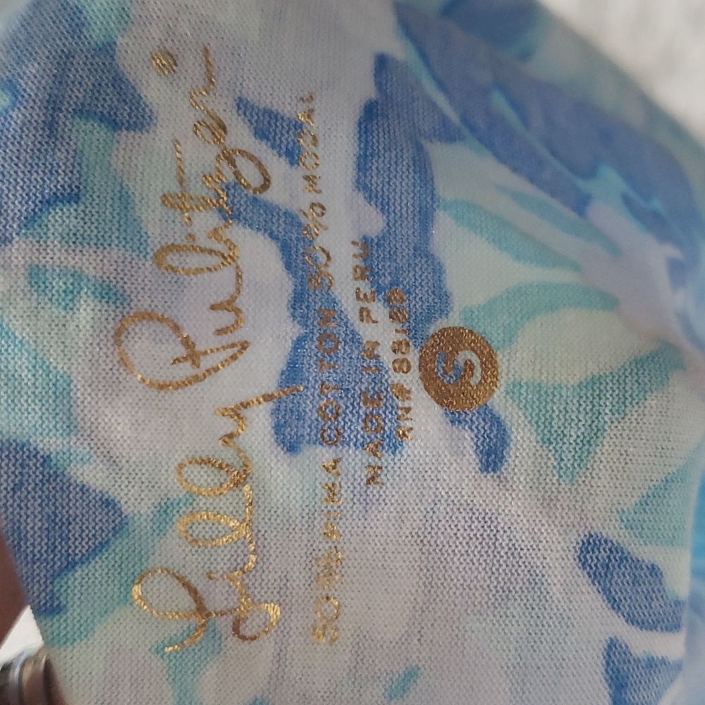 Lilly Pulitzer Matteo Top One Shoulder Bennett Blue Salty Seas SzS - Picture 3 of 6